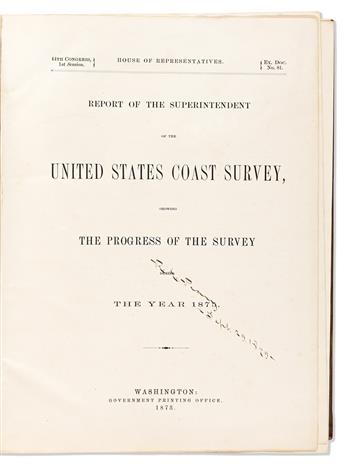 PEARY, ROBERT E. Two items, each dated and Signed: United States Coast Survey . . . 1875. Pearys copy * Signature, as a student.